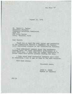 Correspondence Regarding Equal Employment Funding in the Construction Industry, 1976-08-06